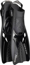 Cressi Tonga Short Adjustable Open Heel Diving Fins, Black/Blue, S/M, CA285201