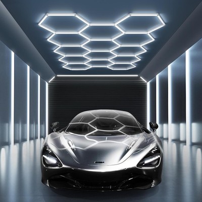 MODERN 14 Hexagon LED Garage Light 6500K, 61560 Lumens, Honeycomb Design,