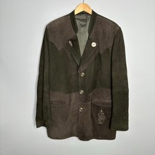 Giacca blazer Country Life Lekra uomo vintage verde + marrone scamosciato taglia 50