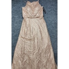 Mori Lee Madeline Gardner Rose Gold Sequin Formal Gown Dress 12 Bridesmaid Prom