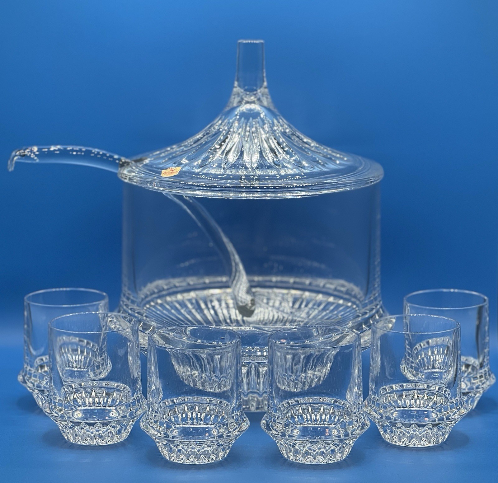 Vintage 6-Piece Nachtmann Lead Crystal Highball Glass & Punch Bowl Bar Set
