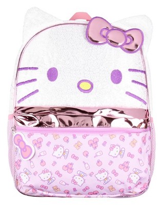 Sanrio Hello Kitty Sequin Bow Zipper Pull School Travel 16'' Backpack For Kids