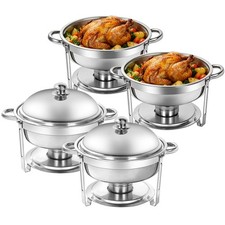 2/4/6/8 Pack round silver Chafing Dish Set Chafer Catering Food Warmer 6 QT