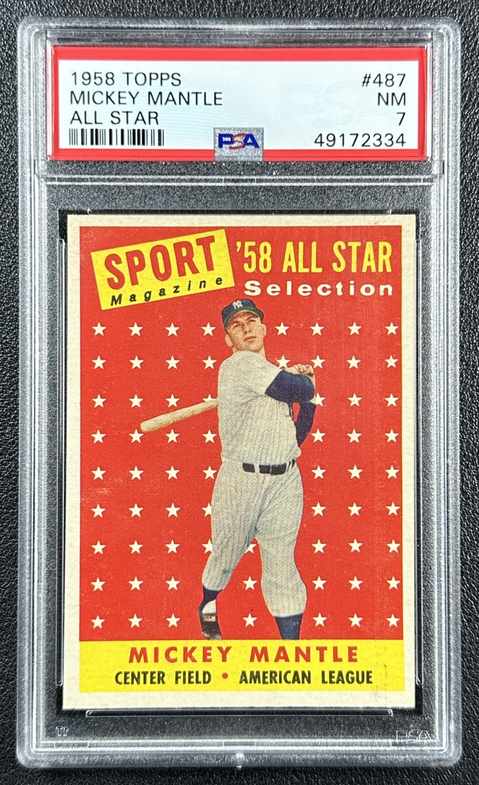 MICKEY MANTLE PSA 7 1958 TOPPS #487 ALL-STAR YANKEES 2334