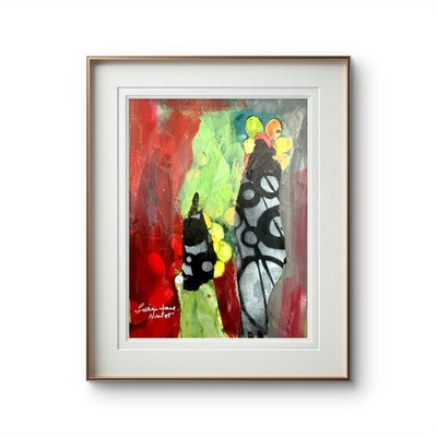 7''x10''  Abstract Paper  Mixed Media Figurative Expressionism  Home Art