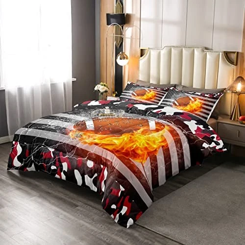 Juego de cama bandera americana juego de edredón de camuflaje para niños niños reina multi 24 Foto 2 de 4