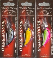 (Ct of 3) Walleye Nation Creations Boogie Shad Unique Action Drives Fish Crazy