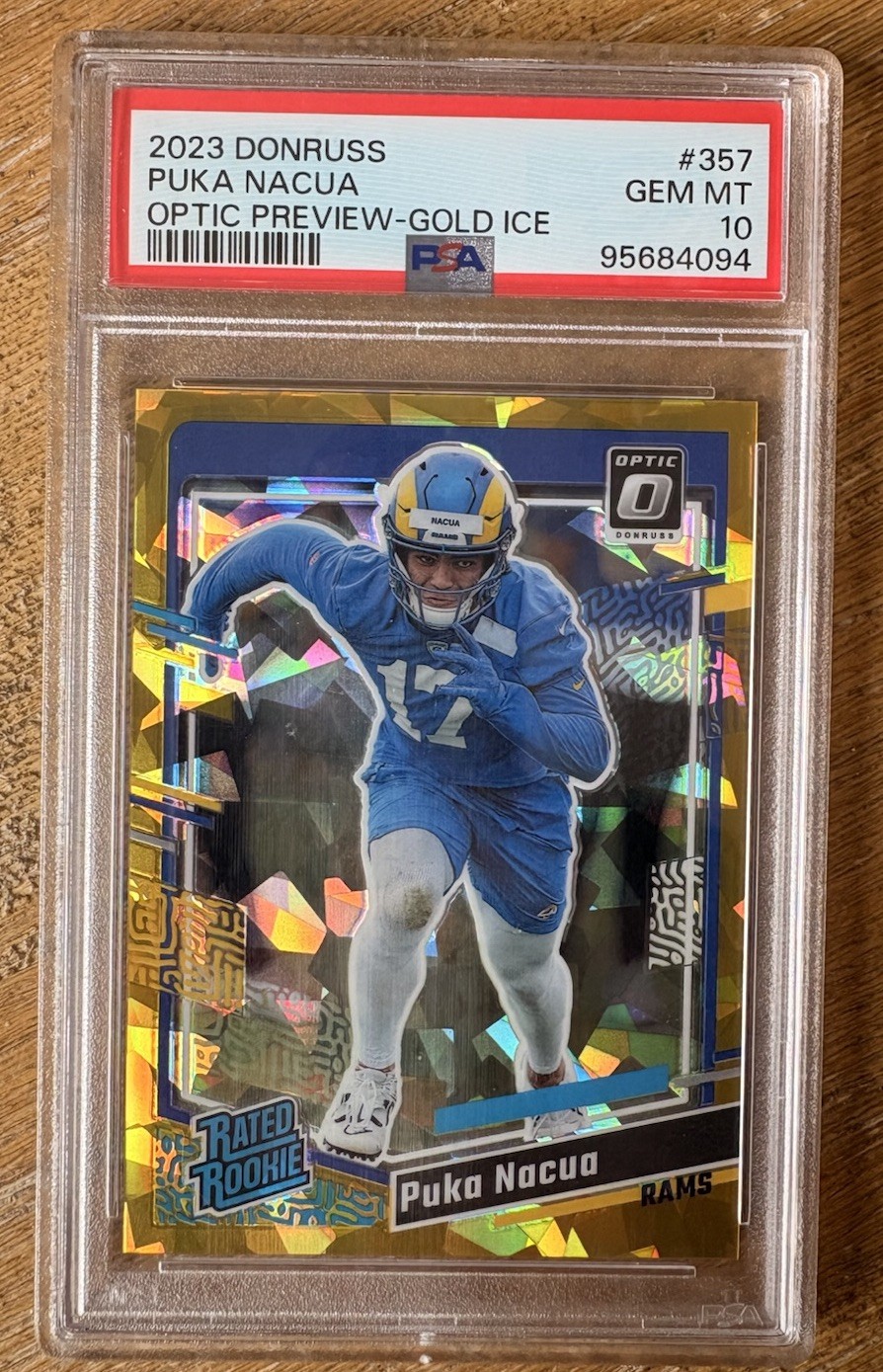Puka Nacua Panini Donruss #357 Optic Preview-Gold Ice