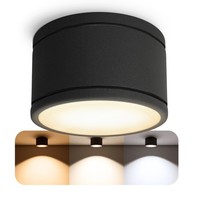 CELI-WX Bad Aufbaustrahler IP44 Schwarz GX53 Led 5W 3CCT Deckenspot Deckenlicht
