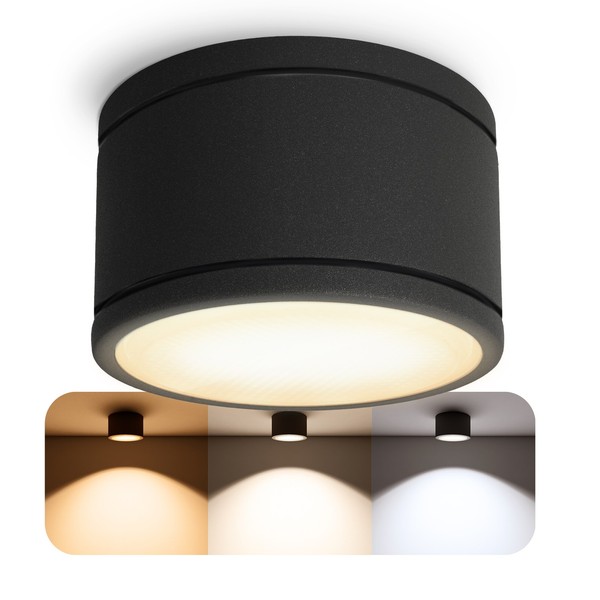CELI-WX Bad Aufbaustrahler IP44 Schwarz GX53 Led 5W 3CCT Deckenspot Deckenlicht-image