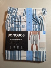 Bonobos Swim Trunks Mens LARGE Blue/White 7" Inseam Quick Dry UPF 50 Mesh Liner