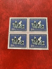 Suisse Pro Patria 1958 Helvetia 40+10 bleu bloc 2x2 (4)  gomme d origine
