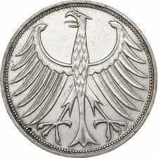 [#1029579] GERMANY - FEDERAL REPUBLIC, 5 Mark, 1972, Stuttgart, Silver, AU, KM:1