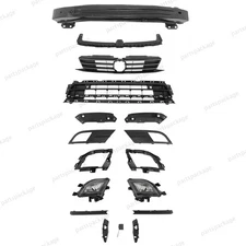 For Jetta 2015-18 Complete 17PC Grille, Bumper Reinforcement, Bracket, Fog lamp