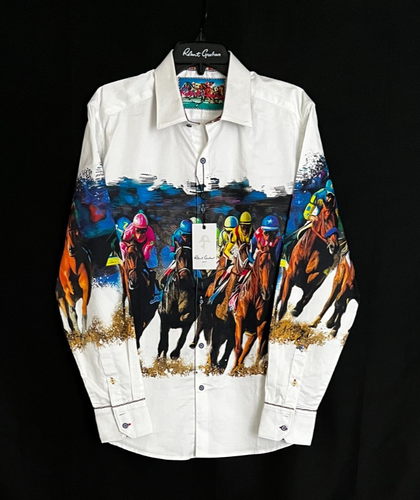 Robert Graham DERBY DAY Horse Race $238 Large Classic Fit NEW NWT FREESHIP! L