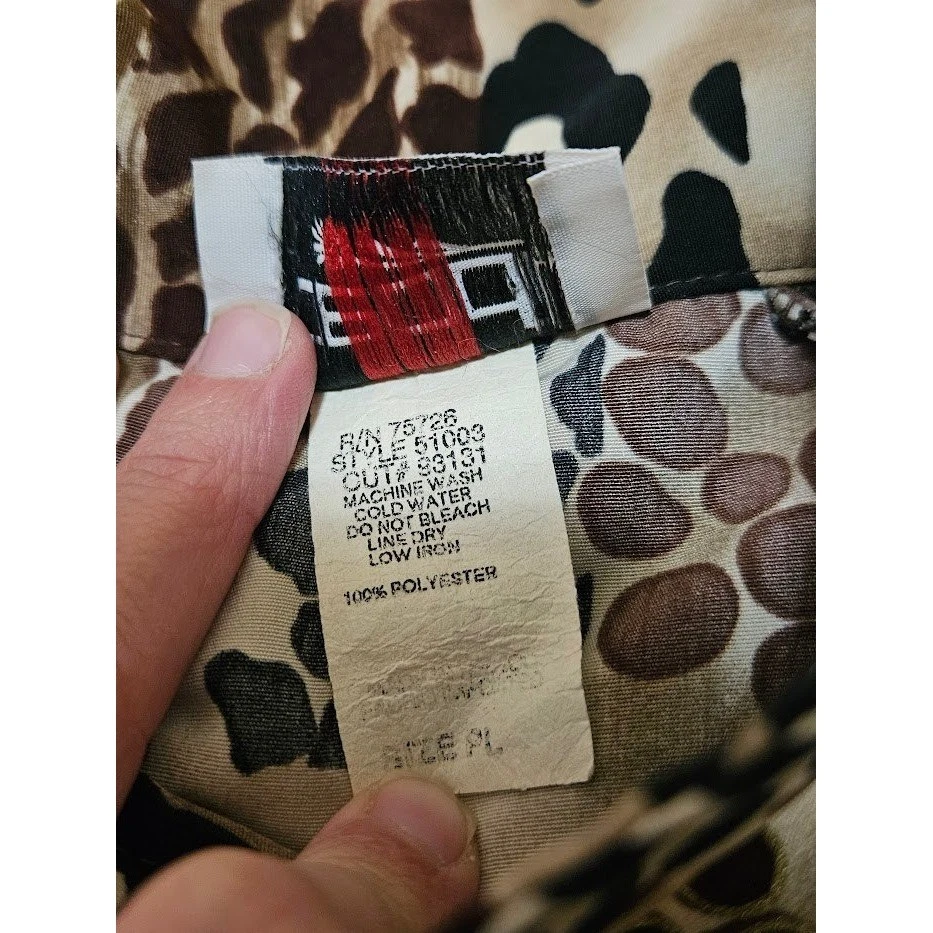 Teddi VTG Jacket Women Petite Large Brown Beige Animal Print Full Zip Patchwork - Image 4 of 4