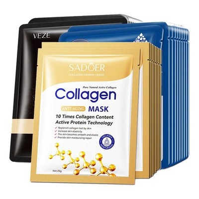 20pcs Hyaluronic Acid Collagen Face Mask Moisturizing Firming Hydrating Korean S