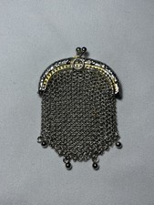 Vintage Chainmail Coin Purse Antique Metal Mesh Frame Clasp Art Deco Style