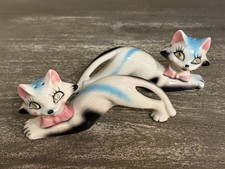 Kitch Thames Anthropomorphic Blue Siamese Cat Salt Pepper Shakers - VTG - Read