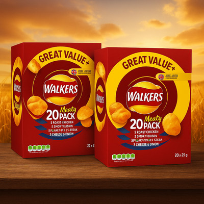 Walkers Meaty Variety Chips 20er Pack x 25g - 4 Geschmacksrichtungen | 1 oder 2 Boxen
