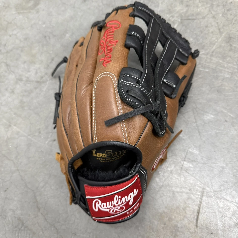 Guante de béisbol softbol de cuero RAWLINGS D1275DBB 12,75" DERECHO cero choque Foto 2 de 4