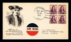 DR JIM STAMPS US WILLIAM PENN FDC SCOTT 724 BLOCK OF 4 HAND CANCEL COVER