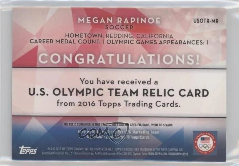 2016 Topps US Olympic & Paralympic Team and Hopefuls Relics Megan Rapinoe - Image 2 of 2
