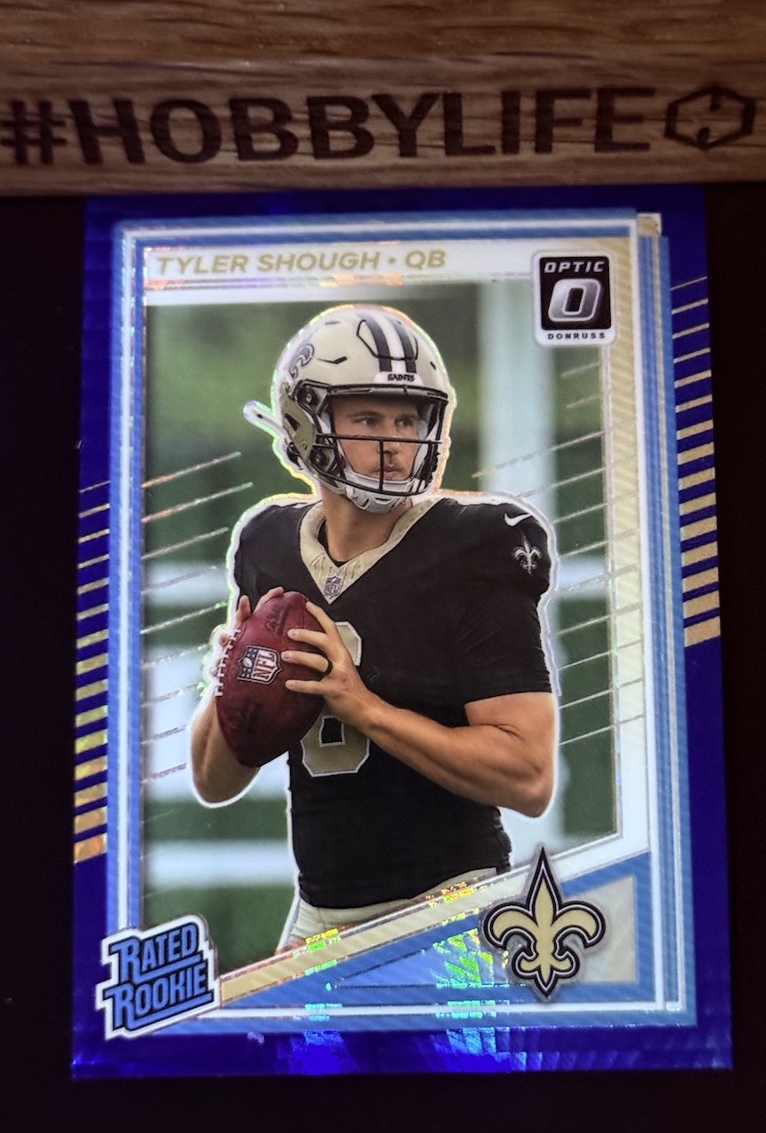 2025 Panini Optic Tyler Shough RC #223 Blue Glitter SSP Case Hit Rookie Saints