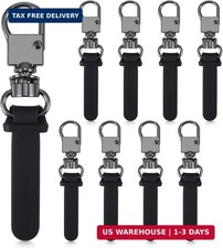9Pcs Black Detachable Leather Zipper Pull, No-Tool Replacement Zipper Tab for Ba