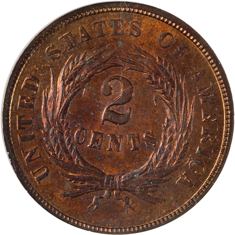 1864 Two (2) Cent Piece Large Motto NGC MS65 RB Superb Eye Appeal Strong Strike - Image 2 of 4