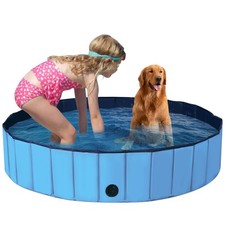 55" Foldable Dog Pet Pool Kiddie Bathing Tub Indoor Outdoor Portable Leakproof