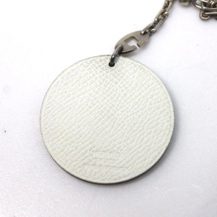 HERMES Animal Llavero Patrón Noe Panda Llavero Blanco Negro Cuero Plata 925 Foto 3 de 3