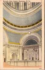 Vintage Rotunda State Capitol Charleston WV Linen Postcard Tichnor Bros