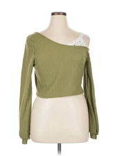 Romwe Women Green Long Sleeve Top XL