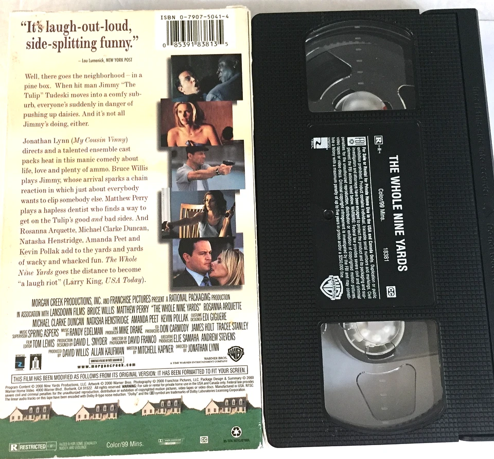 The Whole Nine Yards Bruce Willis VHS Tape - Ships  with Tracking - Image 2 of 2