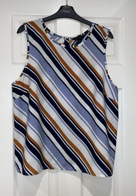 New Look Blue Striped Vest Blouse Top Size 18 RB2 - Image 1 of 4