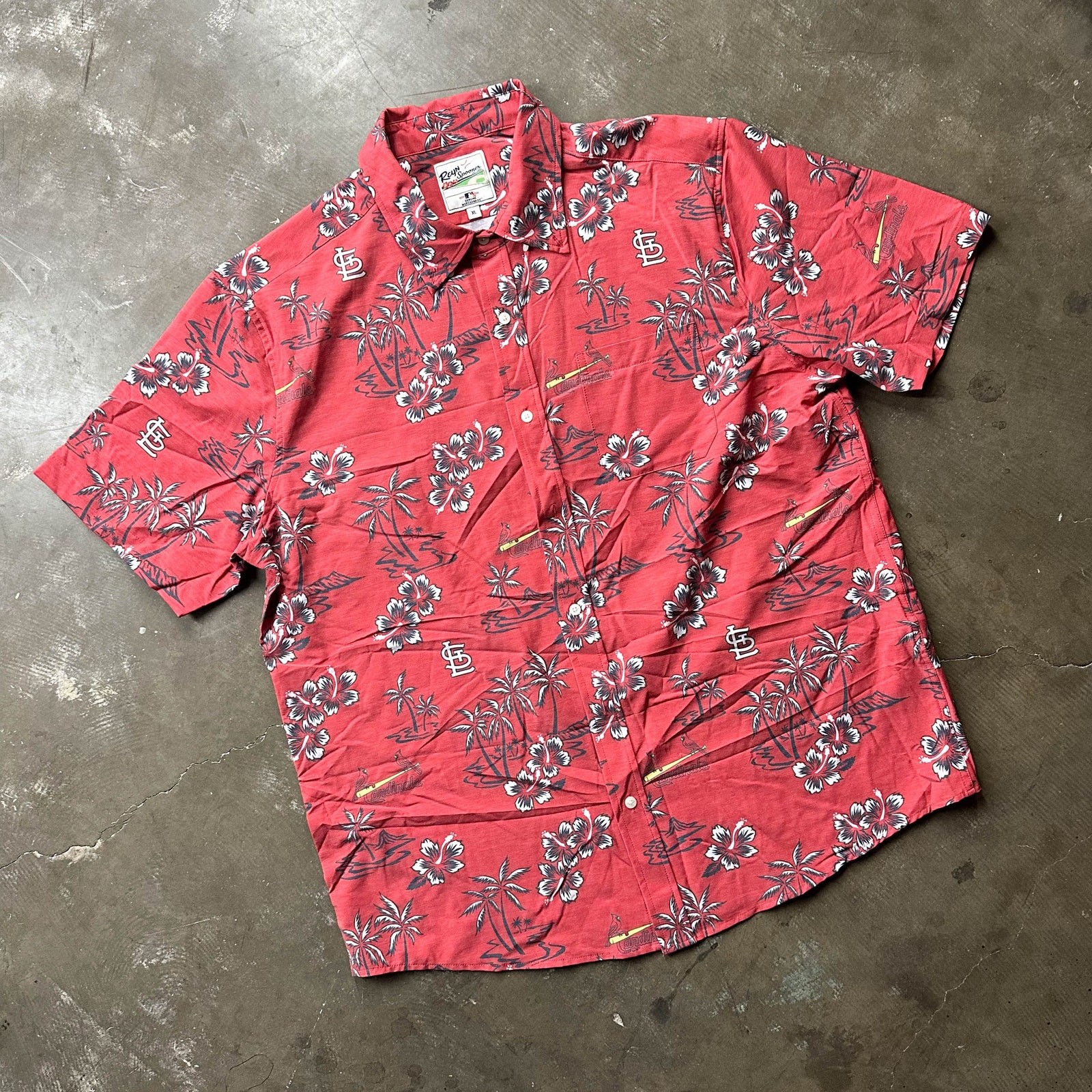 NWOT Reyn Spooner x MLB Hawaiian Aloha Button Up Shirt XL St. Louis Cardinals