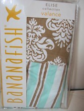 BANANAFISH ELISE WINDOW VALANCE BROWN TEAL STRIPE NIP