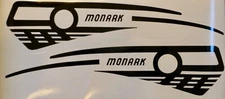 Vintage Monark Super Deluxe men's bicycle medallion tank decal sticker pair 