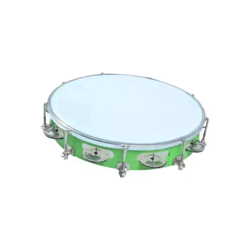 FIBER HEAD SKIN 10" INCH TAMBOURINE FOR KIDS HAND PERCUSSION DAFLI WITH JINGLES - Picture 2 of 5