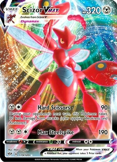 Scizor VMAX 119/189 - Darkness Ablaze - Full Art Holo Pokemon - Near Mint (NM)