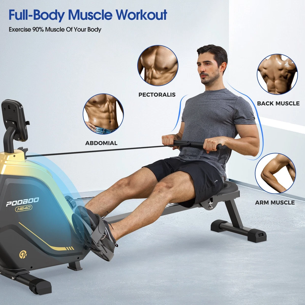 Indoor Foldable Magnetic Rowing Machine Rower Home Gym Cardio