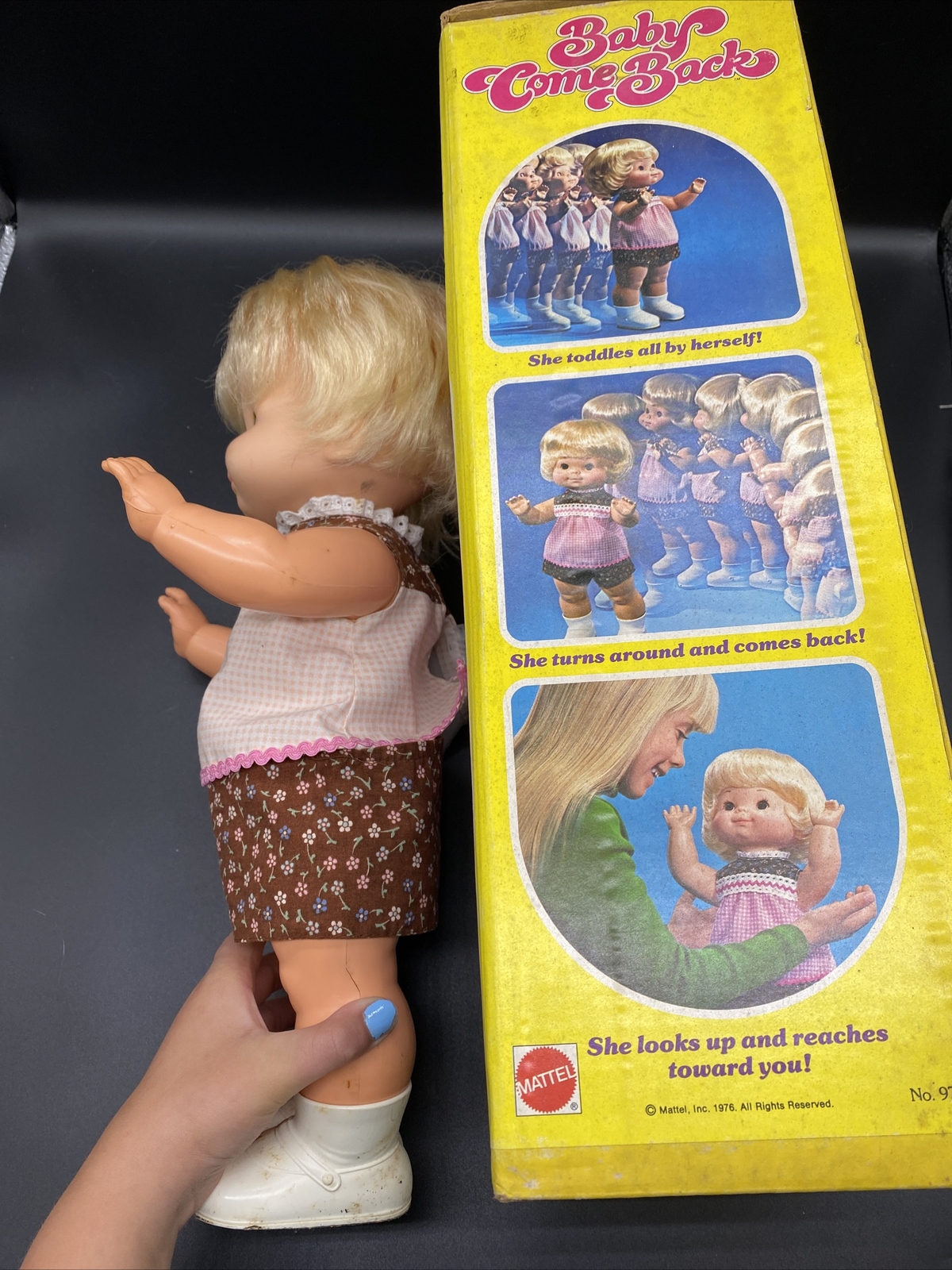 Vintage 1976 Mattel Baby Come Back Doll With Box (Please Read