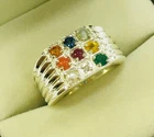 Natural Navaratna Gemstone with 925 Sterling Silver Ring for Men's #1363