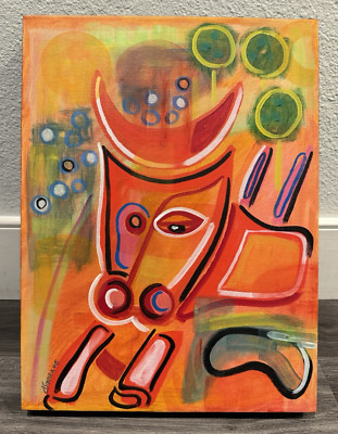 Dania Sierra Original Painting  El Toro  12x16 Signed 2006 COA Abstract Bull