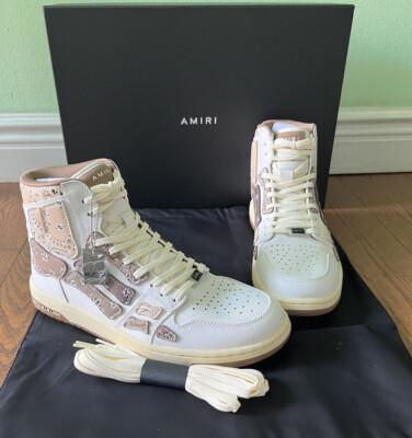 NIB $690 AMIRI Bandana Skel Skelton High Top Leather Sneakers