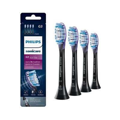 4 x Sonicare DiamondClean G3 Premium Replacement Heads | Black |