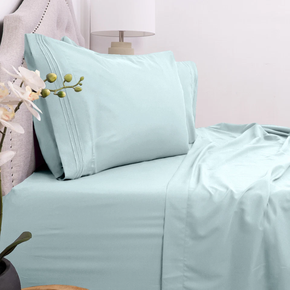 Sweet Home Collection 1800 Count Microfiber 4 Piece Bed Sheet Set King & Queen