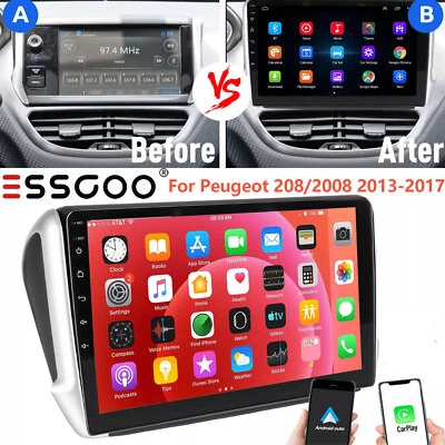 ESSGOO For Peugeot 208/2008 2013-2017 Android 14.0 CarPlay Car Stereo Radio GPS Sat Nav
