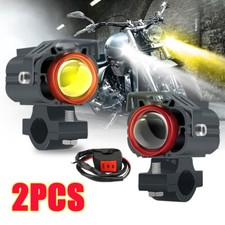 2x Led Motorcycle Spot Light Headlight Fog Work Driving Yellow White Offroad Atv